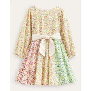 Mini Boden Youth Girls' Pink Yellow Green Floral Full Skirt Dress - 37145